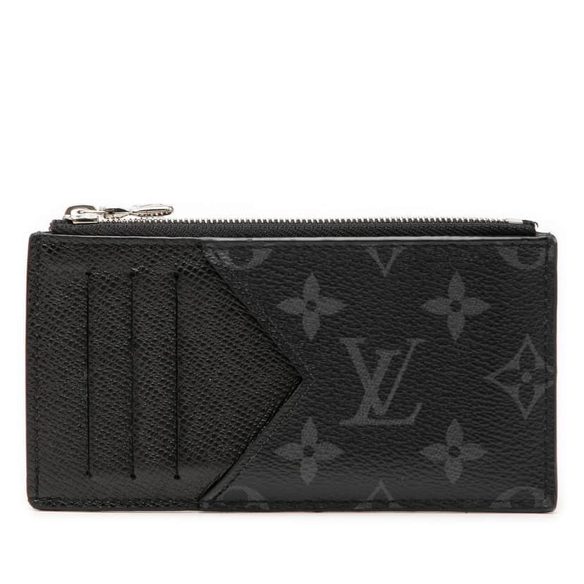 Louis Vuitton Monogram Eclipse Taigarama Coin Card Holder Black Very good condition - Front View