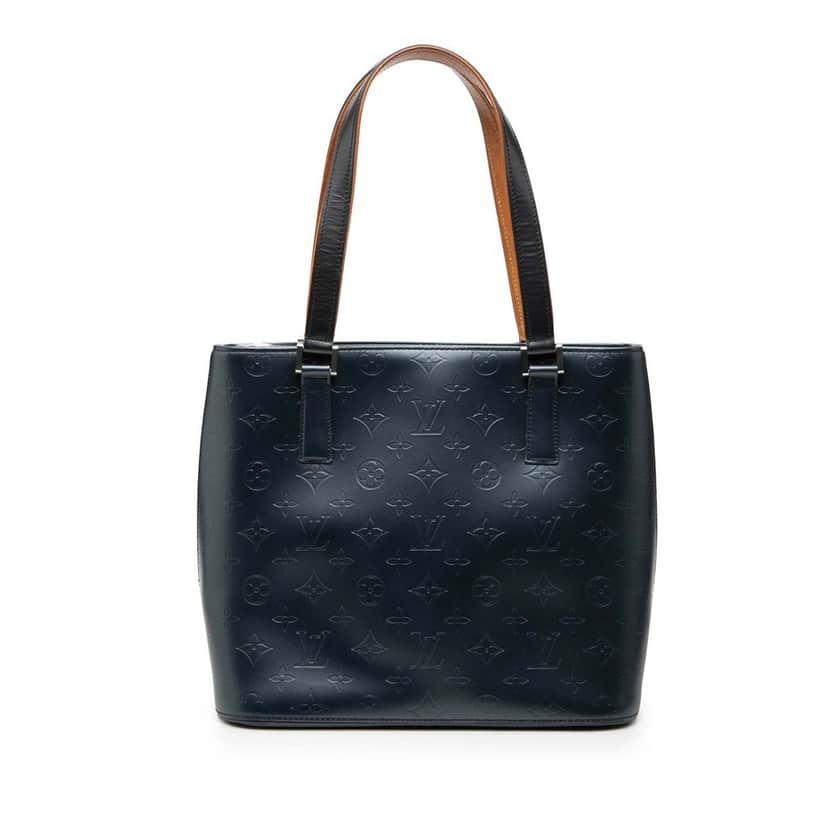 Louis Vuitton Monogram Mat Stockton Blue Leather Very good condition - Front View