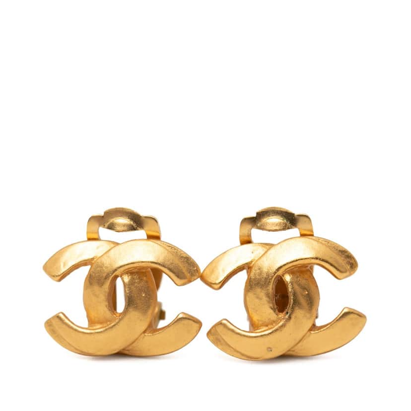Chanel Gold Plated CC Clip On Earrings Gold Metal Very good condition - Front View