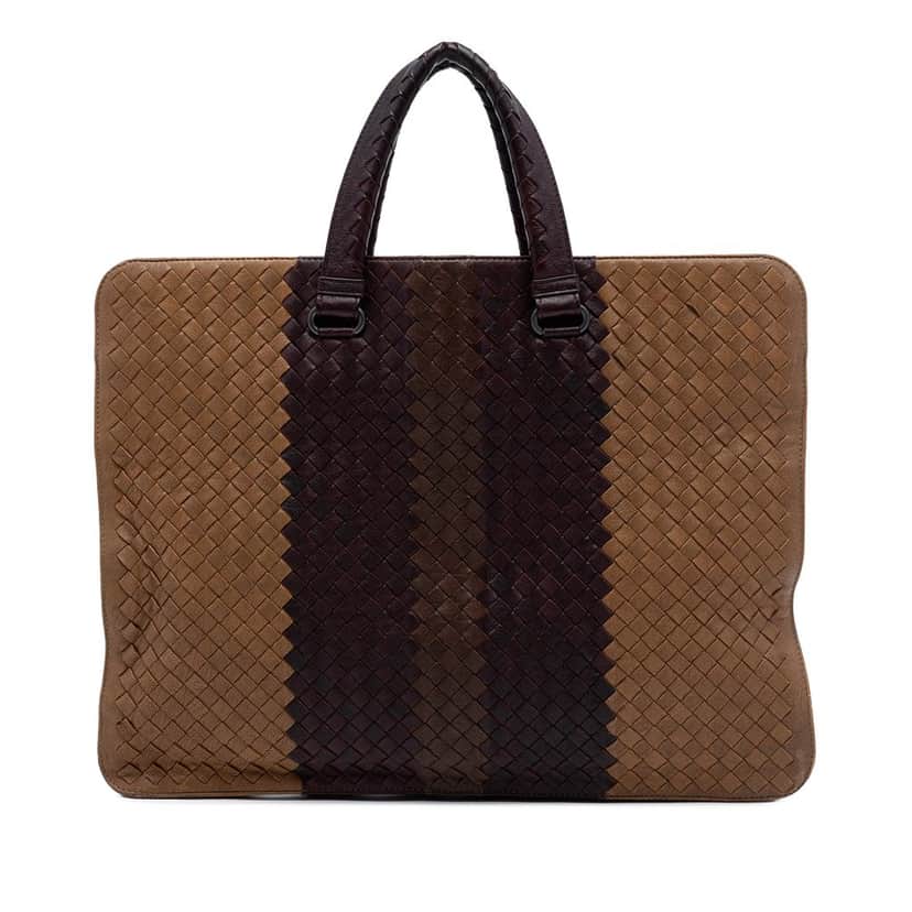 Bottega Veneta Nappa Intrecciato Club Fume Briefcase Brown Leather Very good condition - Front View