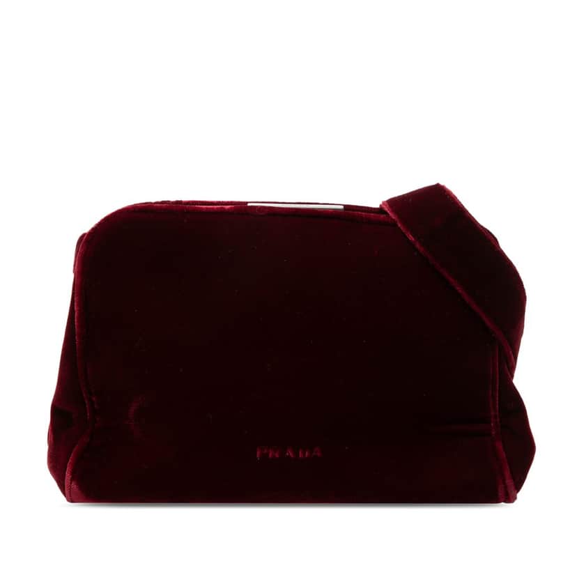 Prada Velvet Frame Clasp Shoulder Bag Red Very good condition - Front View