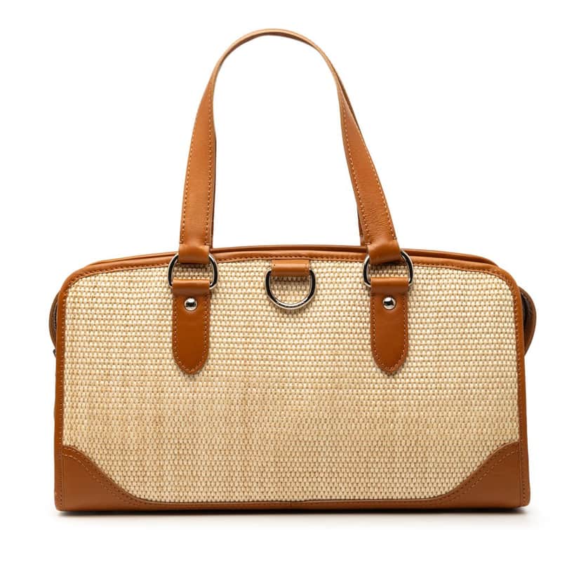 Burberry Straw and Leather Handbag Beige Very good condition - Front View