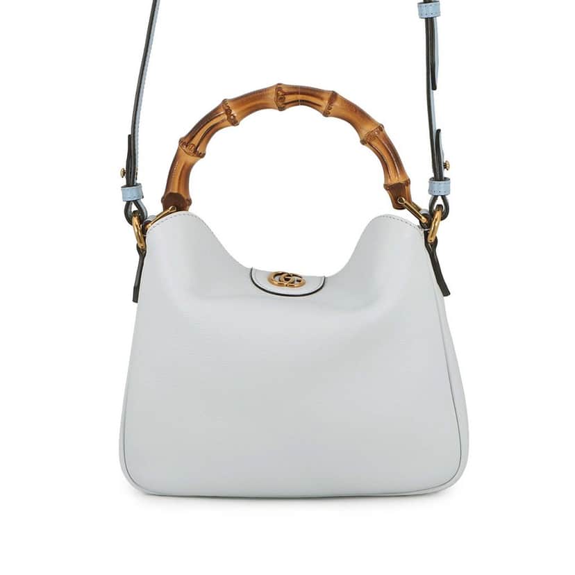Gucci Small Calfskin Bamboo Diana Satchel Blue Leather Very good condition - Front View