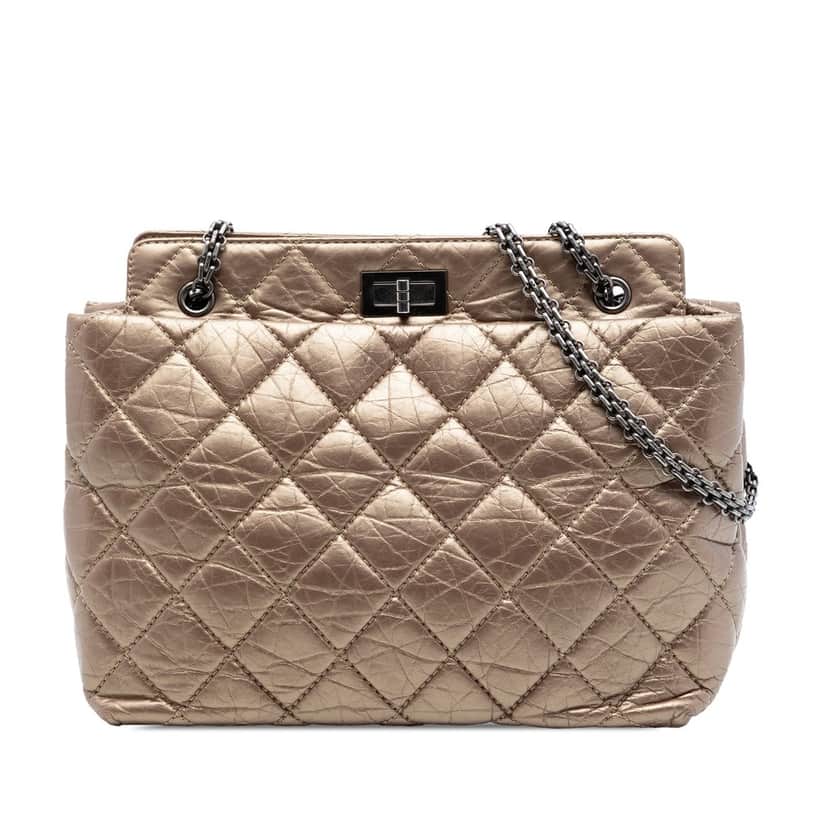 Chanel Quilted Aged Calfskin Reissue 2.55 Tote Brown Leather Very good condition - Front View
