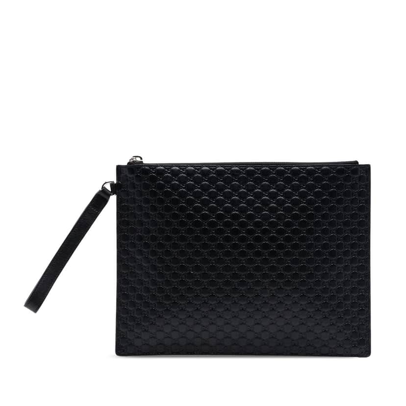 Gucci Microguccissima Clutch Black Leather Very good condition - Front View