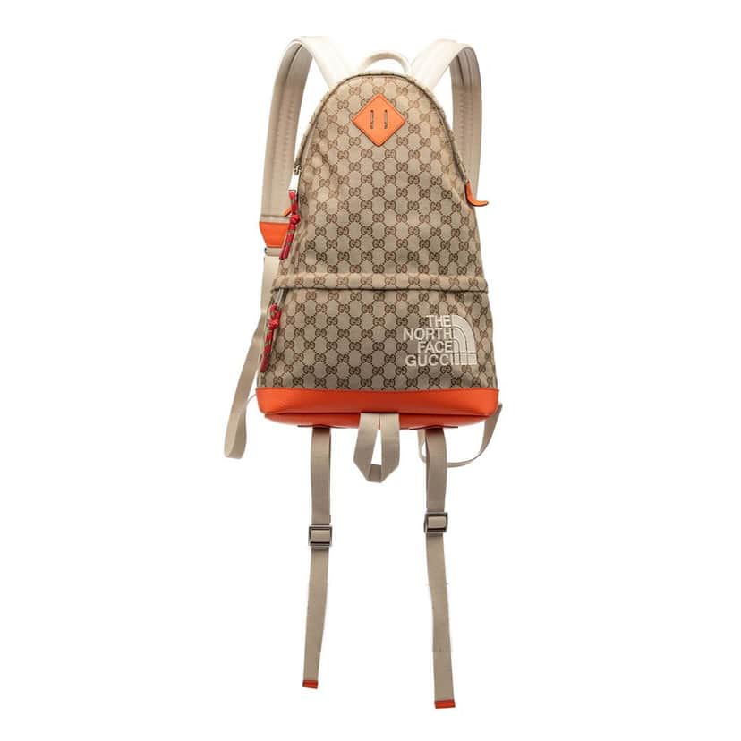 Gucci The North Face Medium GG Canvas Backpack Beige Very good condition - Front View