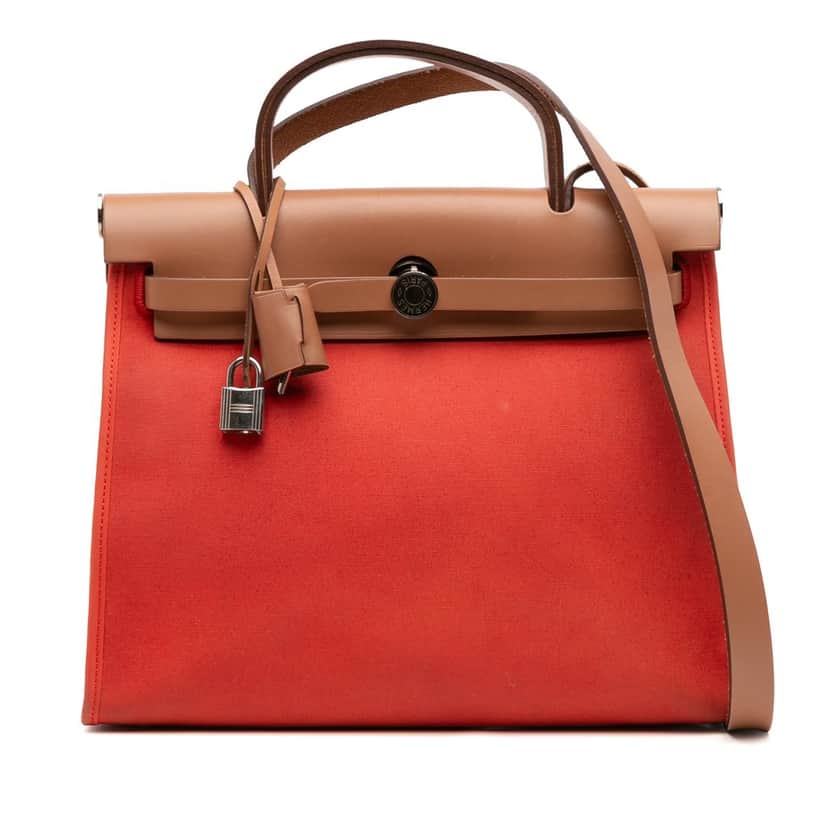 Hermès Toile Herbag Zip 31 Orange Very good condition - Front View