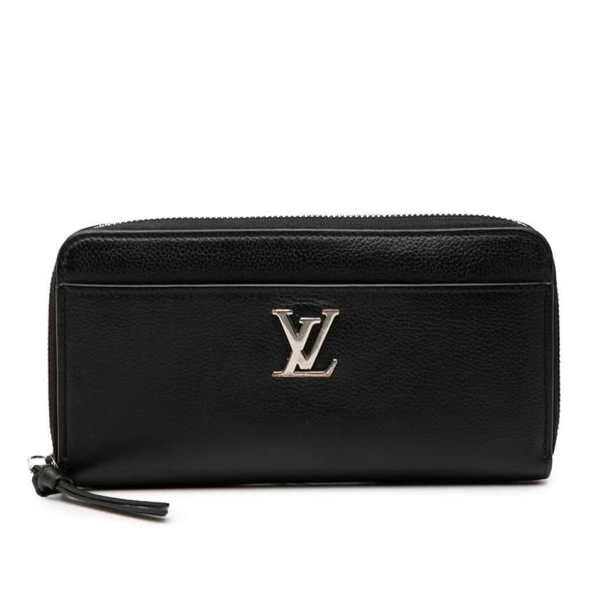 Louis Vuitton Leather Lockme Zippy Wallet Black Leather Very good condition - Front View