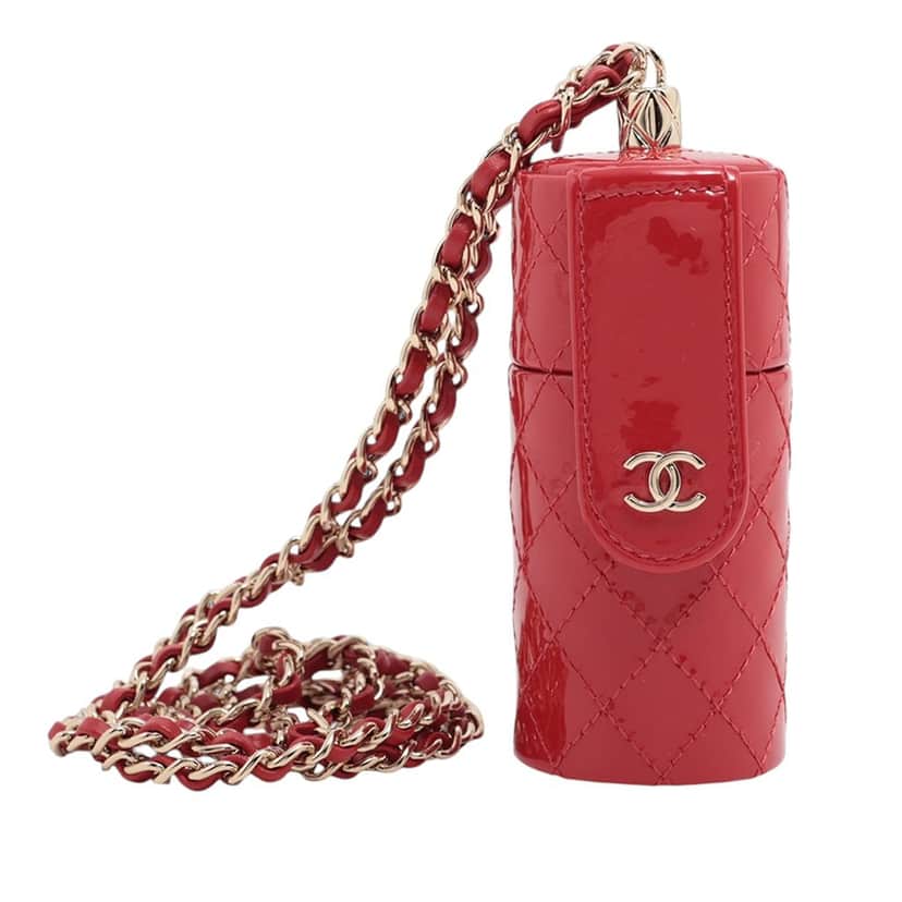 Chanel CC Quilted Patent Lipstick Case