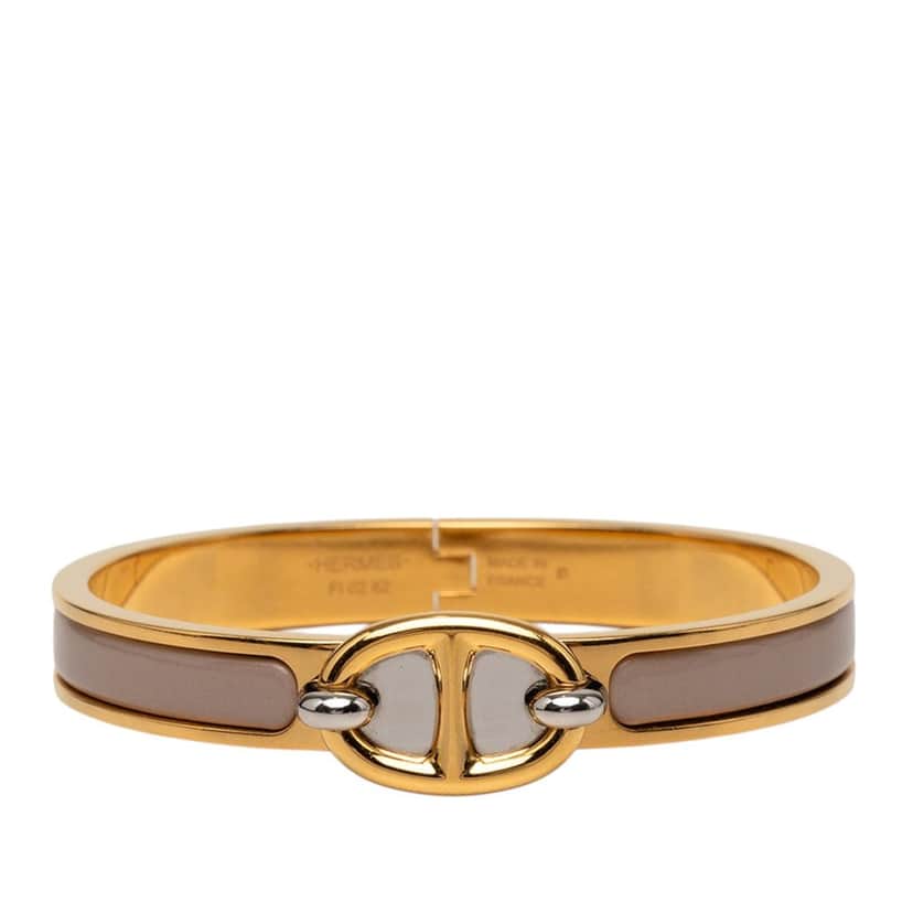 Hermès Mini Enamel Clic Chaine d Ancre Bracelet PM Brown Very good condition - Front View