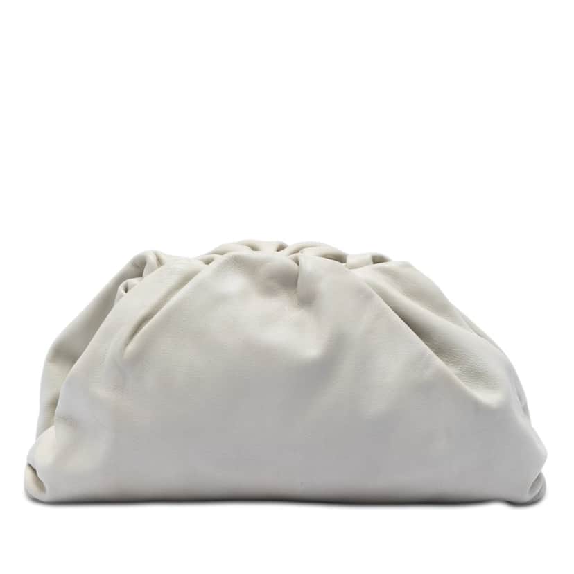 Bottega Veneta Lambskin The Pouch White Leather Very good condition - Front View