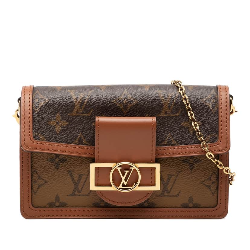Louis Vuitton Monogram Reverse Dauphine Wallet on Chain Brown Very good condition - Front View