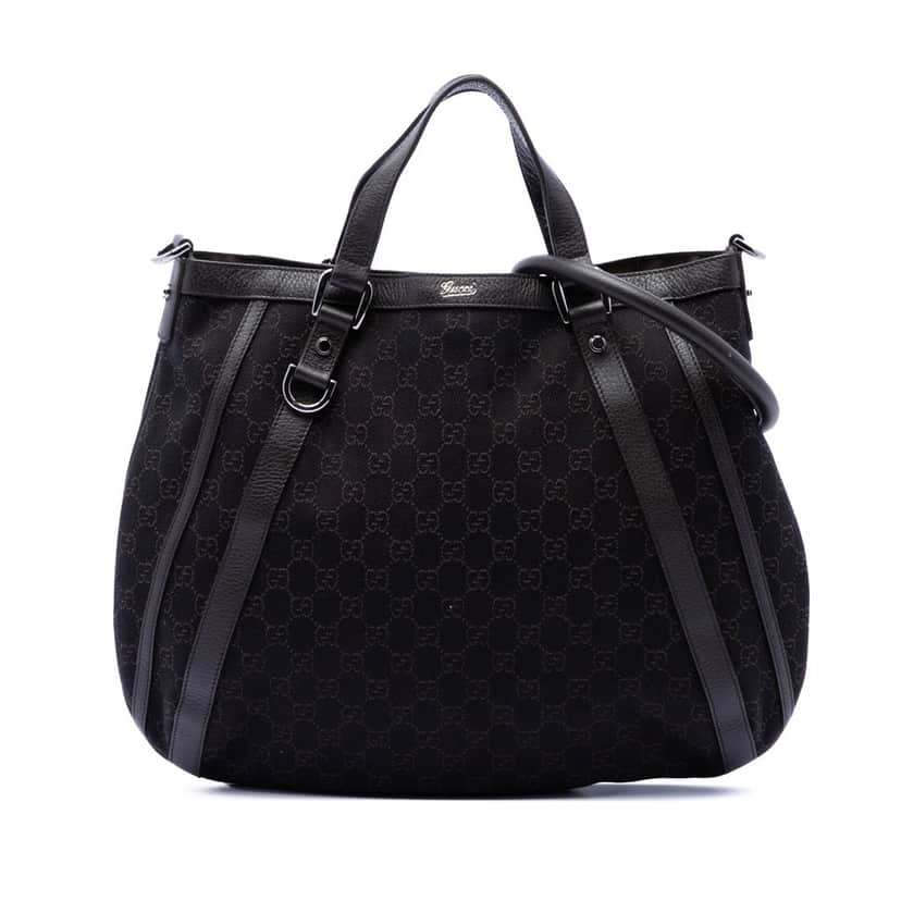 Gucci GG Denim Abbey D Ring Satchel Brown Very good condition - Front View