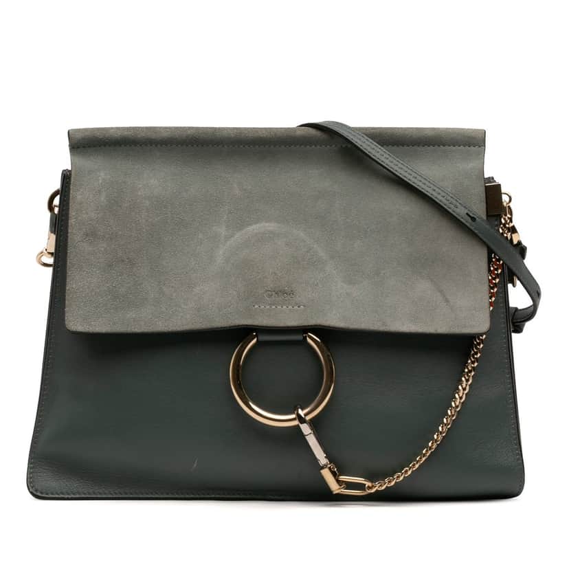 Chloé Medium Calfskin and Suede Faye Crossbody Blue Leather Very good condition - Front View
