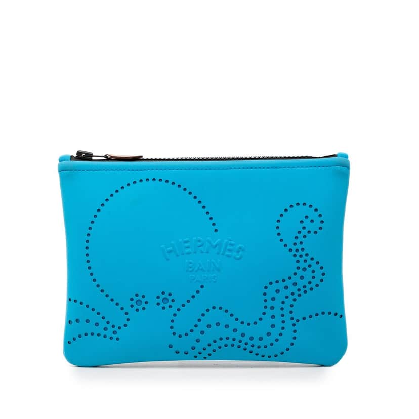 Hermès Small Perforated Nylon Neobain Poulpe Fiction Case Blue Very good condition - Front View