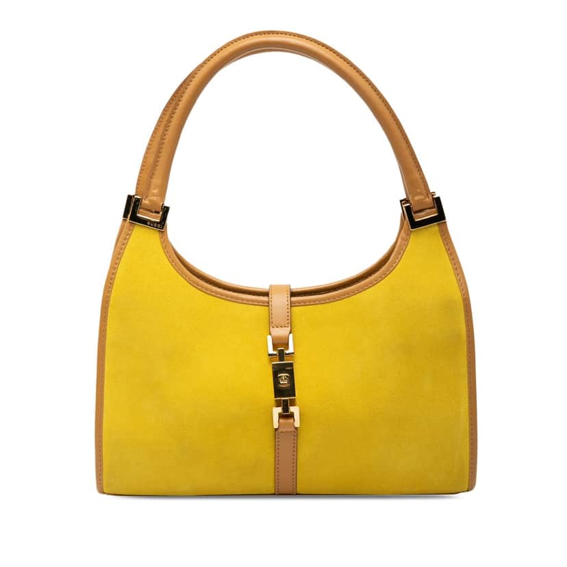 Gucci Suede Jackie Bardot Handbag Yellow Leather Very good condition - Front View