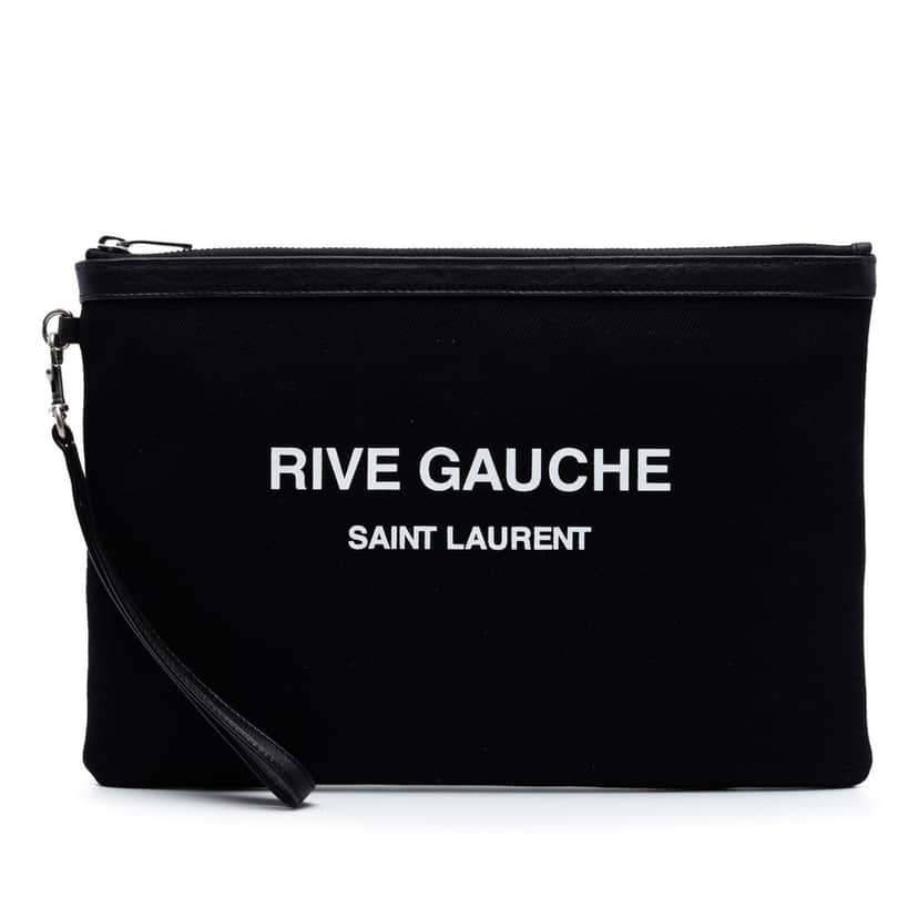 Saint Laurent Canvas Rive Gauche Clutch Black Very good condition - Front View
