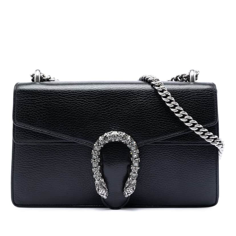 Gucci Medium Calfskin Dionysus Shoulder Bag Black Leather Very good condition - Front View