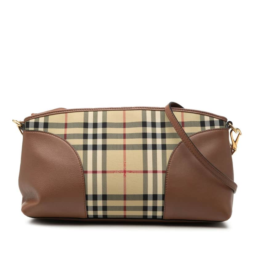 Burberry Haymarket Check Canvas Chichester Crossbody Beige Very good condition - Front View