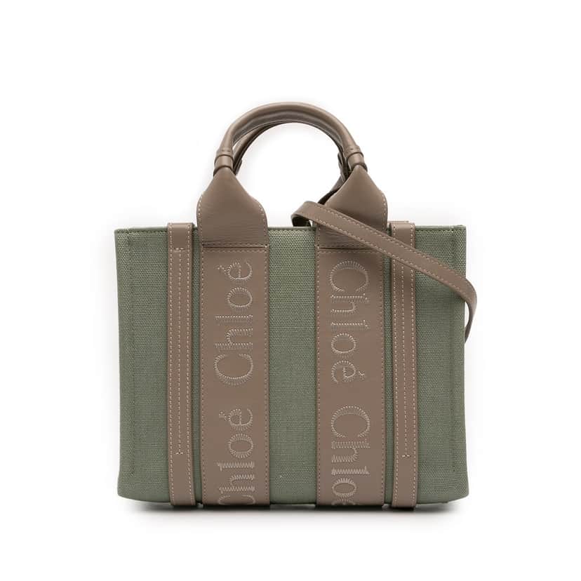 Chloé Small Canvas Woody Tote Green Very good condition - Front View