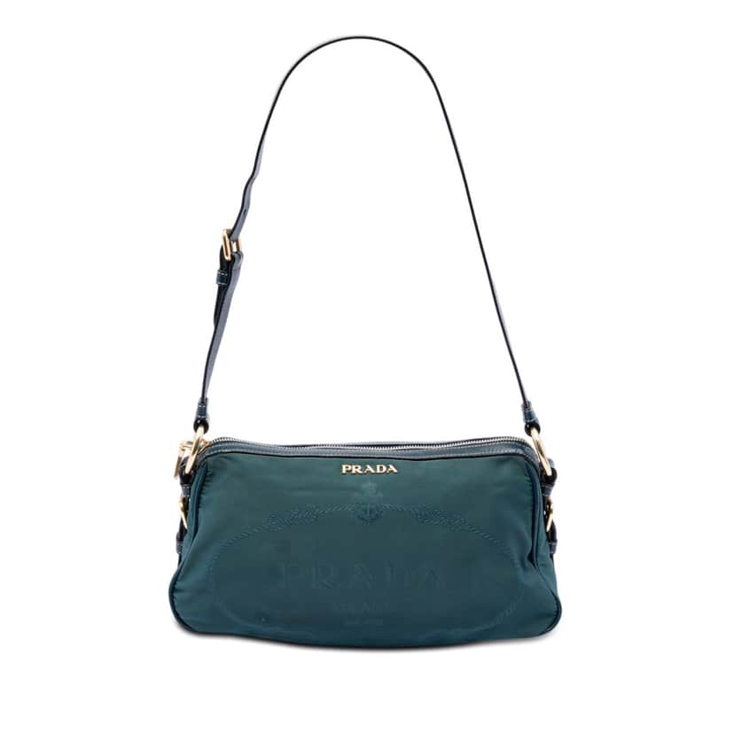 Prada Tessuto Canapa Logo Shoulder Bag Blue Very good condition - Front View