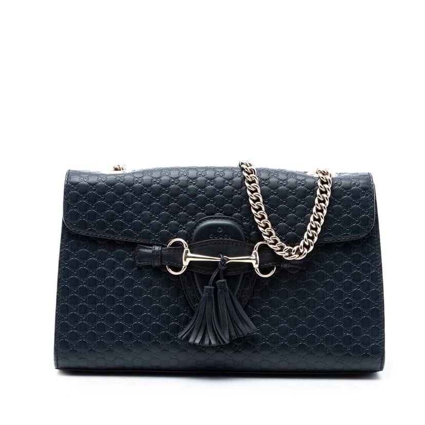 Gucci Medium Microguccissima Emily Shoulder Bag Blue Leather Very good condition - Front View