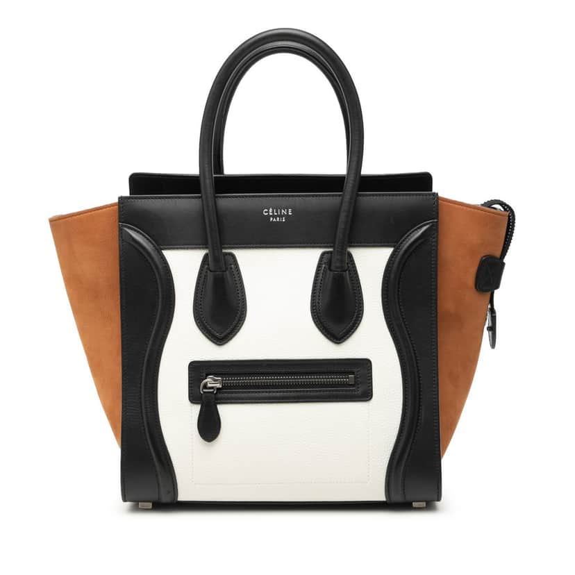 Celine Micro Tricolor Leather Luggage Tote White Leather Very good condition - Front View