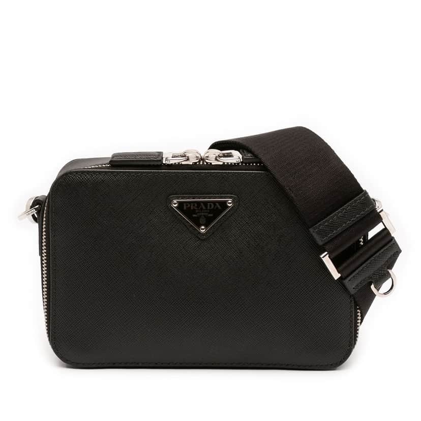 Prada Saffiano Brique Crossbody Black Leather Very good condition - Front View