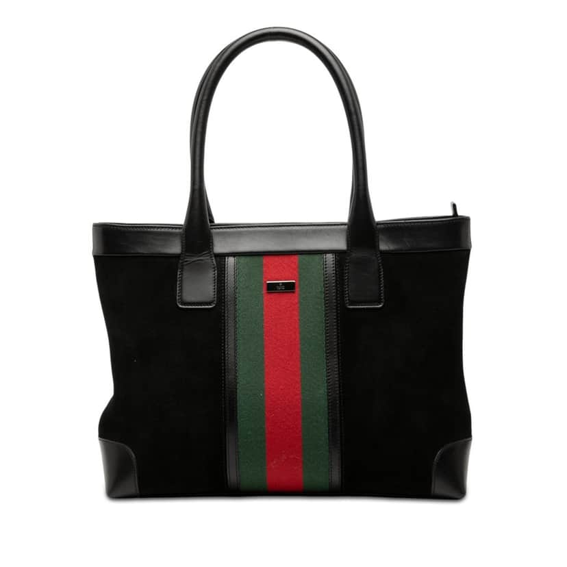 Gucci Suede Web Tote Black Leather Very good condition - Front View