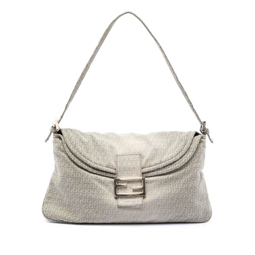 Fendi Micro Zucchino Canvas Double Flap Shoulder Bag Other Very good condition - Front View