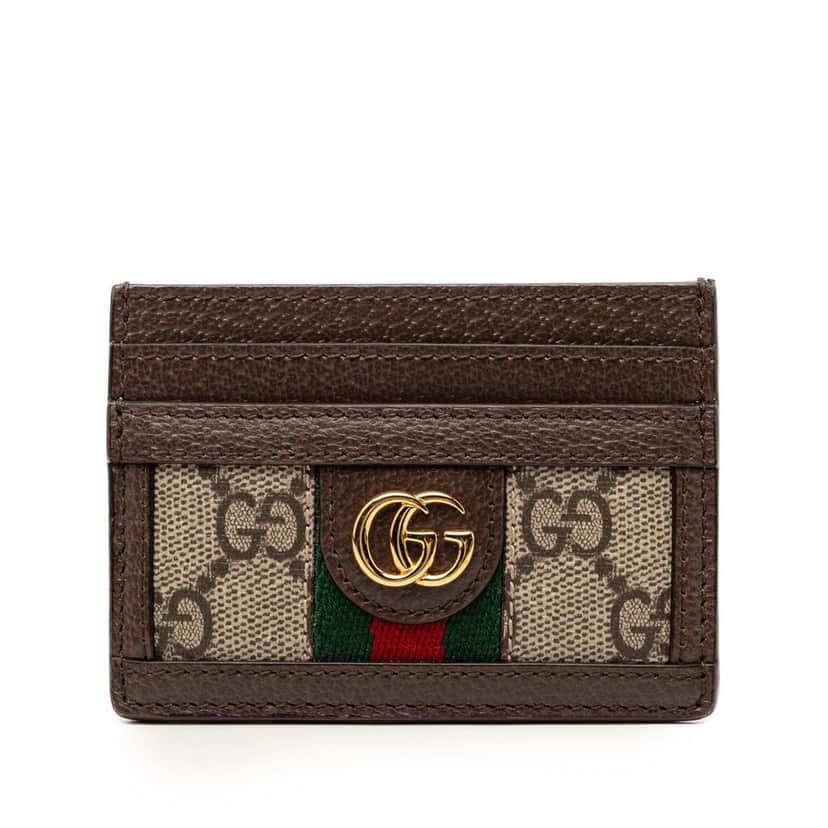 Gucci GG Supreme Web Ophidia Card Holder Beige Very good condition - Front View