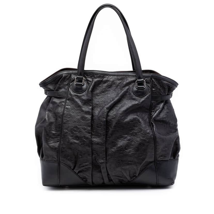 Gucci Embossed Leather Horsebit Full Moon Tote Brown Leather Very good condition - Front View