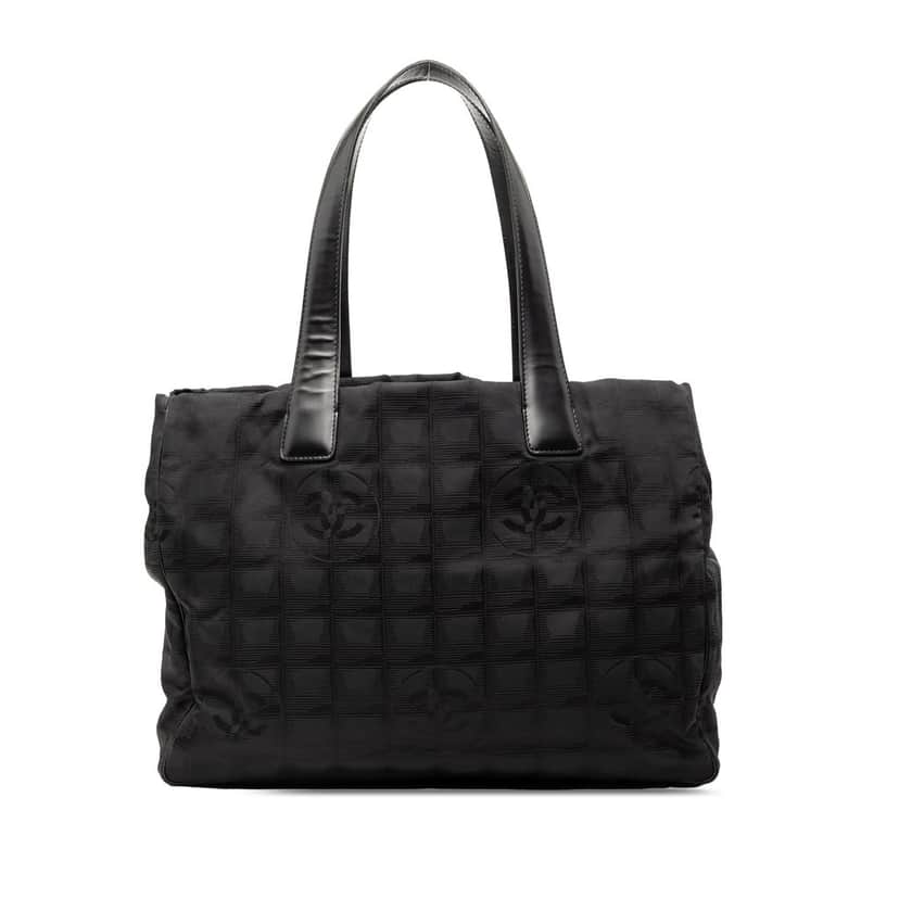 Chanel New Travel Line Nylon Tote Black Very good condition - Front View