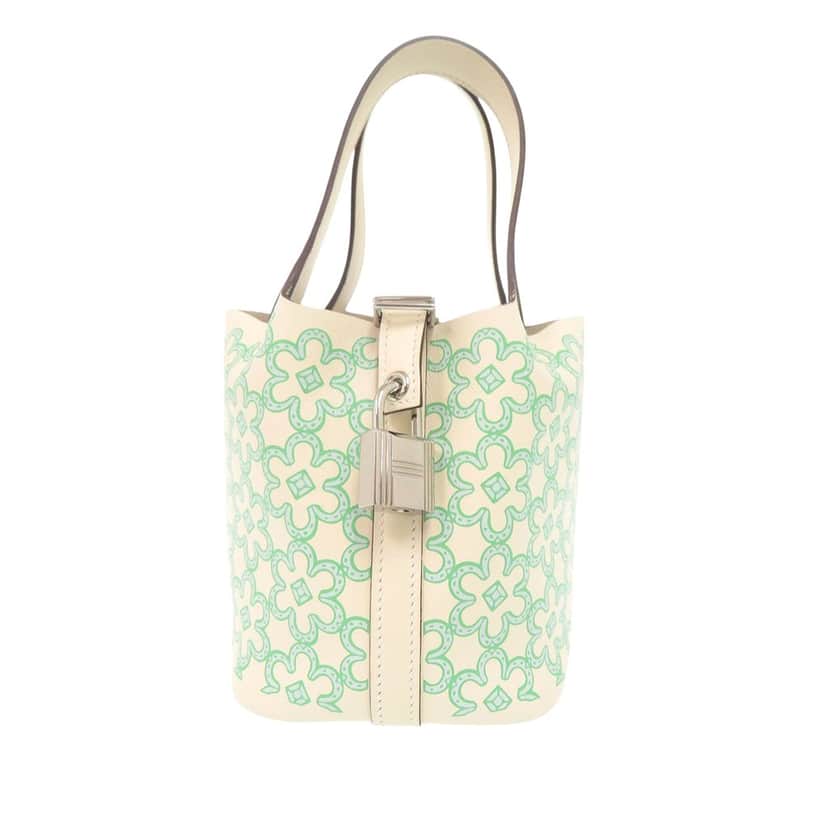 Hermès Micro Swift Lucky Daisy Picotin Lock 14 White Leather Very good condition - Front View