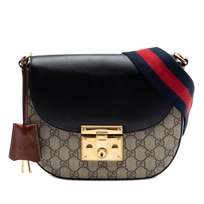 Gucci GG Supreme Web Padlock Crossbody Beige Very good condition - Front View