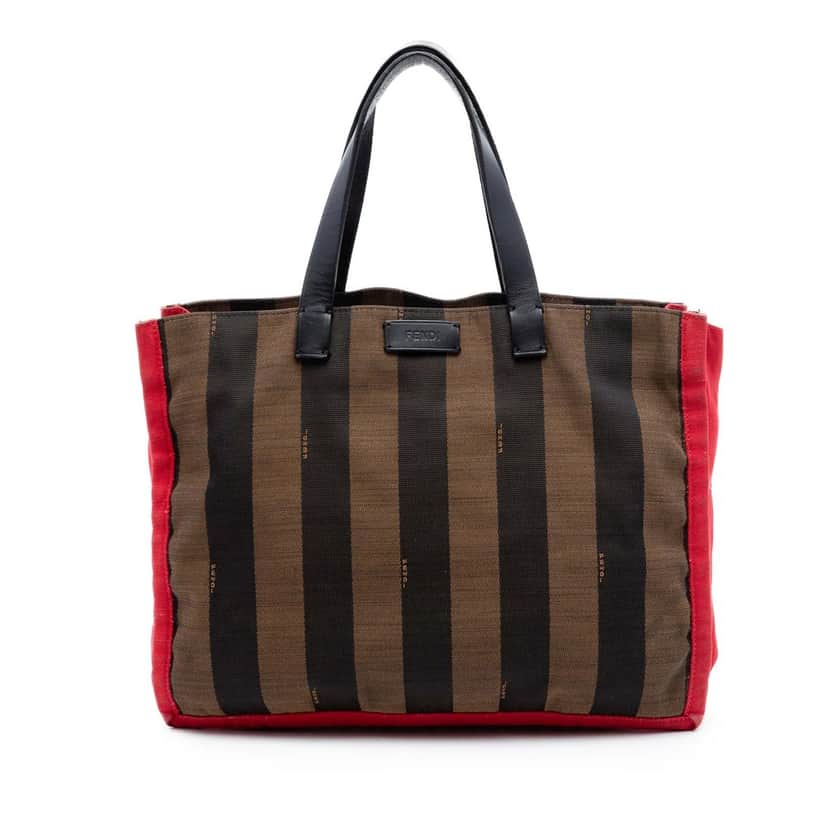 Fendi Pequin Canvas Simply Shopping Tote Brown Very good condition - Front View