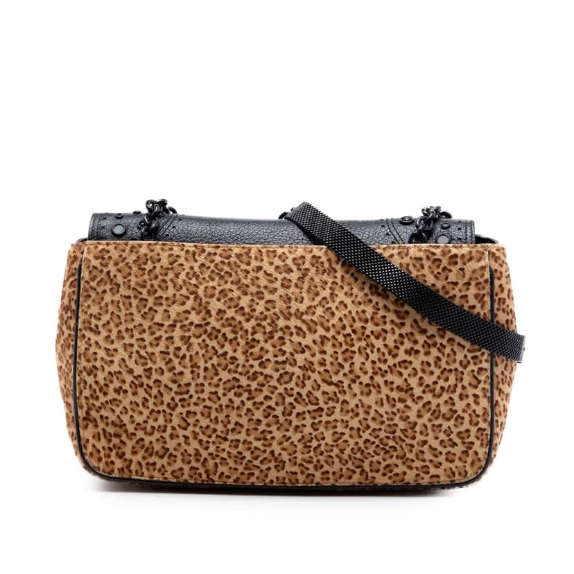 Bottega Veneta Pony Hair Leopard Print Shoulder Bag Brown Very good condition - Front View