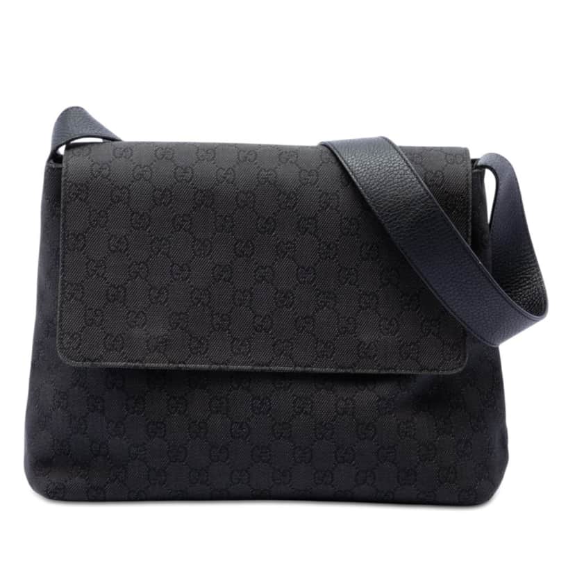 Gucci GG Denim Messenger Bag Black Very good condition - Front View