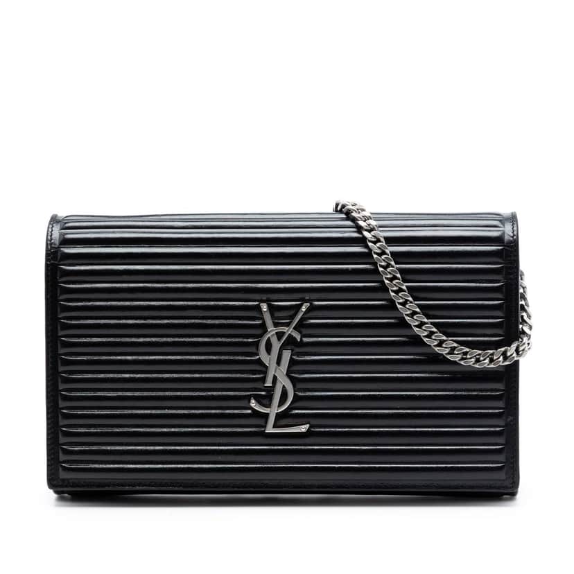 Saint Laurent Medium Horizontal Quilted Calfskin Monogram Kate Crossbody Black Leather Very good condition - Front View