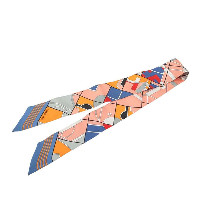 Hermès Hermes Sports Silk Twilly Scarf Pink Very good condition - Front View