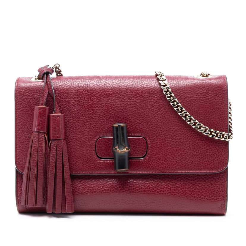 Gucci Medium Leather Miss Bamboo Crossbody Red Leather Very good condition - Front View