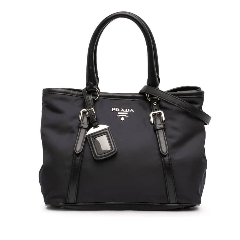 Prada Soft Calf Trimmed Tessuto Satchel Black Very good condition - Front View