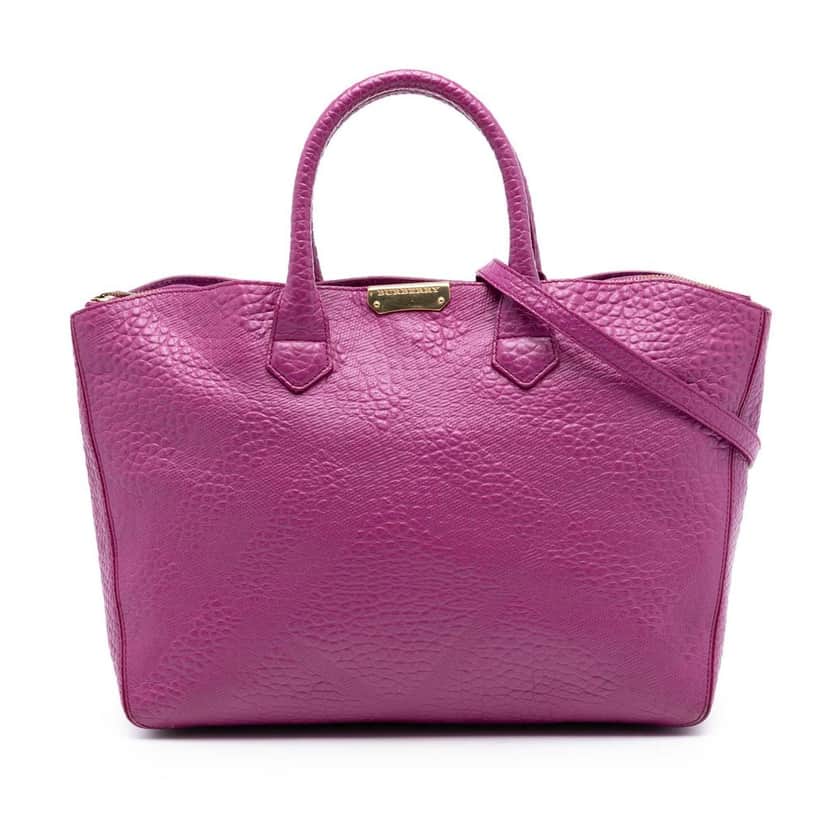 Burberry Embossed Leather Dewsbury Satchel Purple Leather Very good condition - Front View