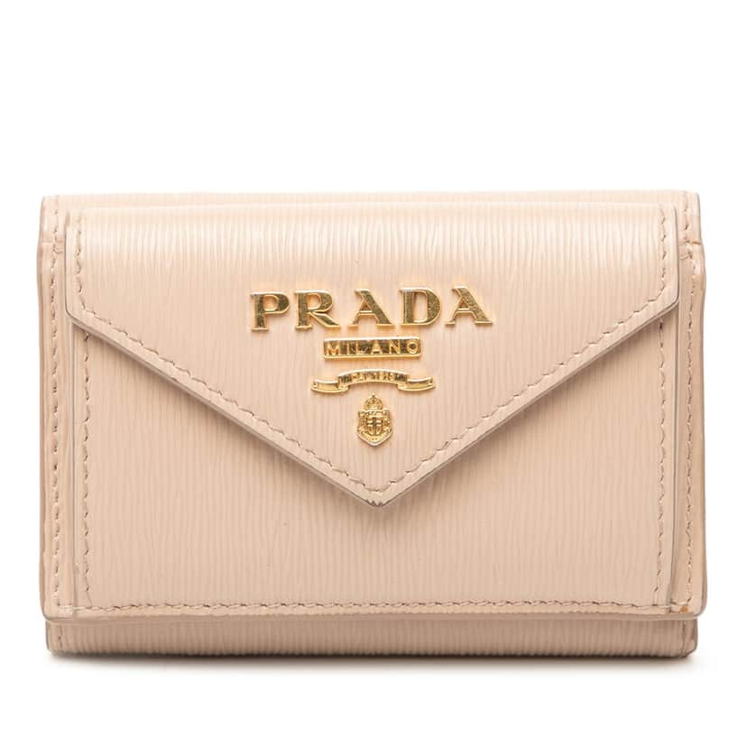 Prada Vitello Move Trifold Wallet Beige Leather Very good condition - Front View