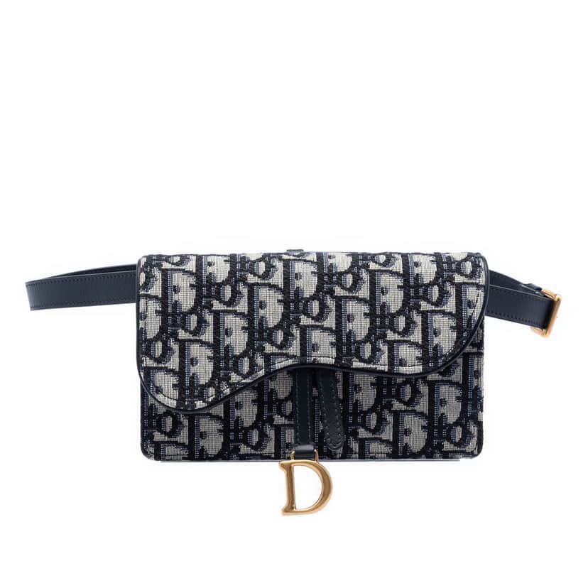 Dior Oblique Canvas Saddle Belt Bag Blue Very good condition - Front View