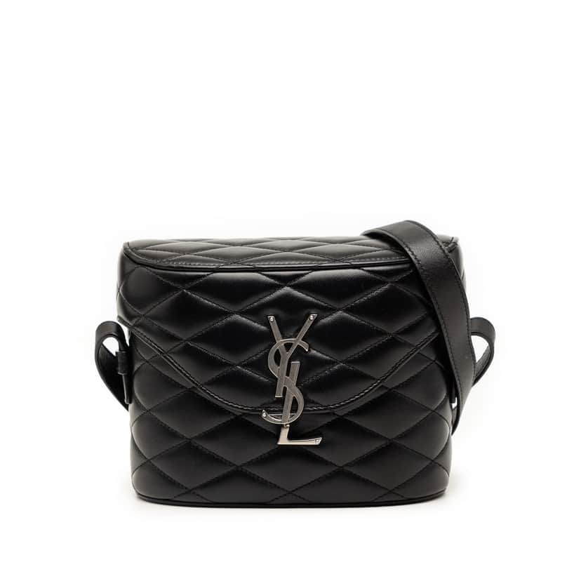 Saint Laurent Quilted Lambskin Monogram June Box Bag Black Leather Very good condition - Front View