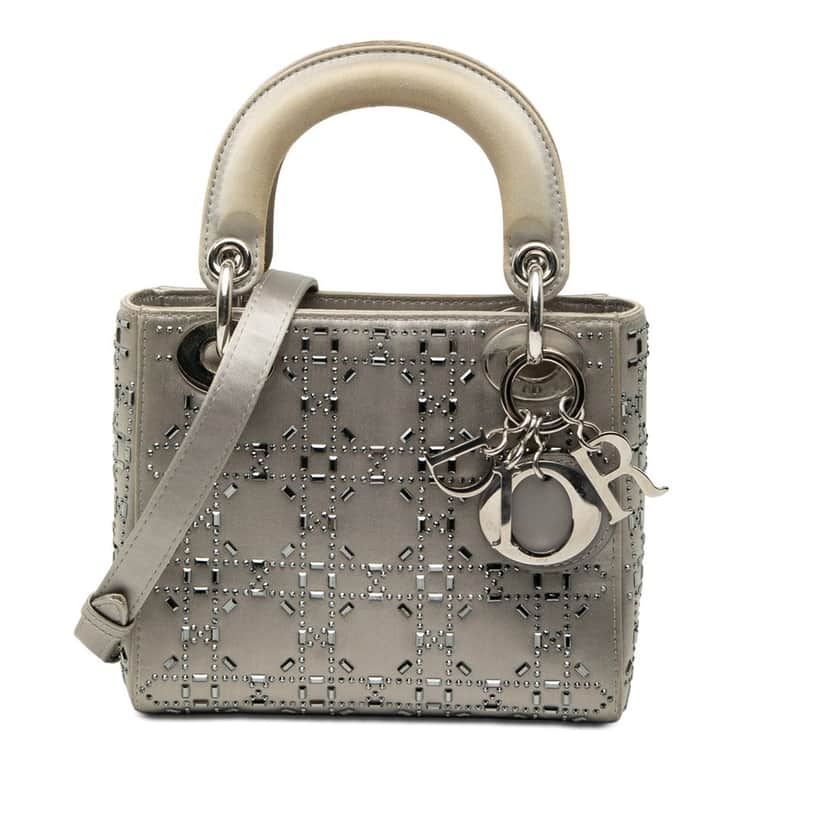 Dior Mini Satin Cannage Crystal Embellished Lady Dior Other Very good condition - Front View