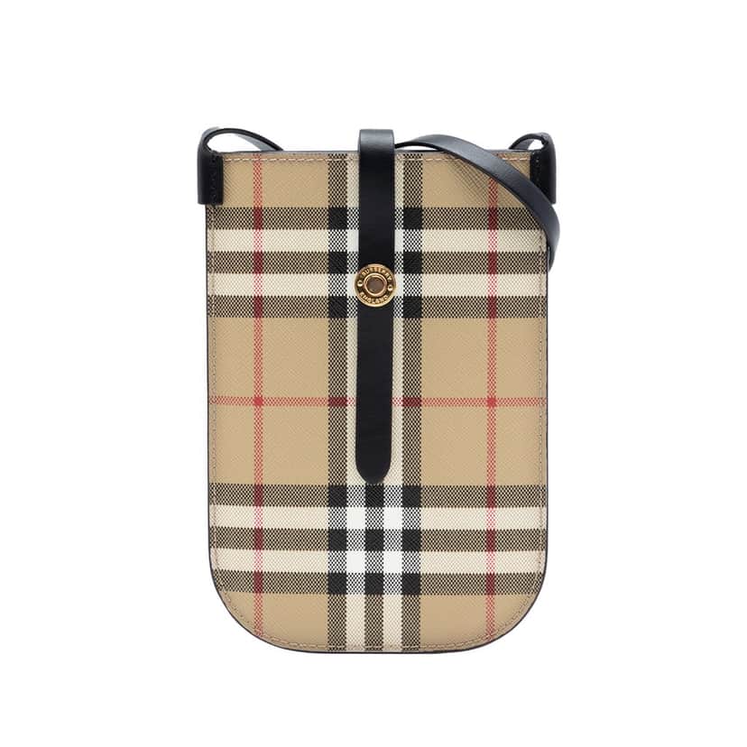 Burberry House Check Coated Canvas Anne Phone Holder Crossbody Beige Very good condition - Front View