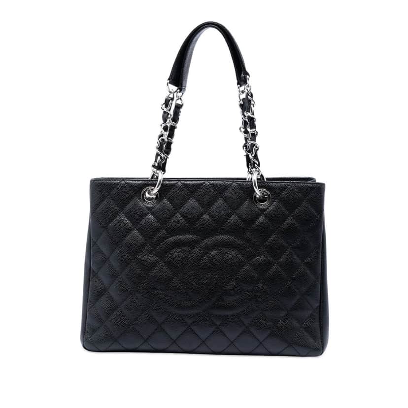 Chanel Caviar Grand Shopping Tote Black Leather Very good condition - Front View