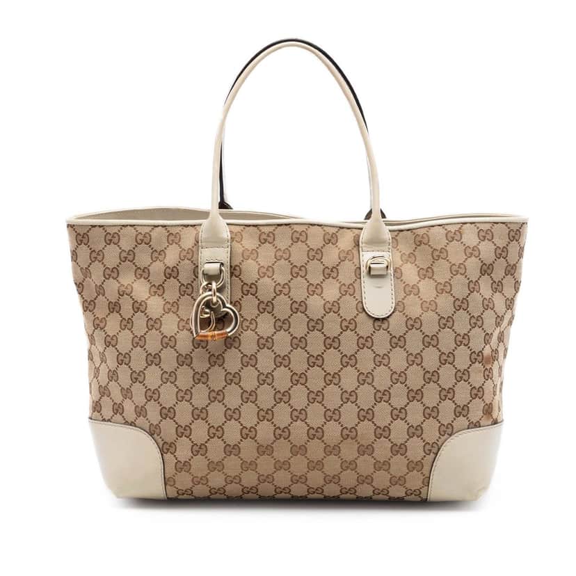 Gucci GG Canvas Heart Bit Tote Beige Very good condition - Front View